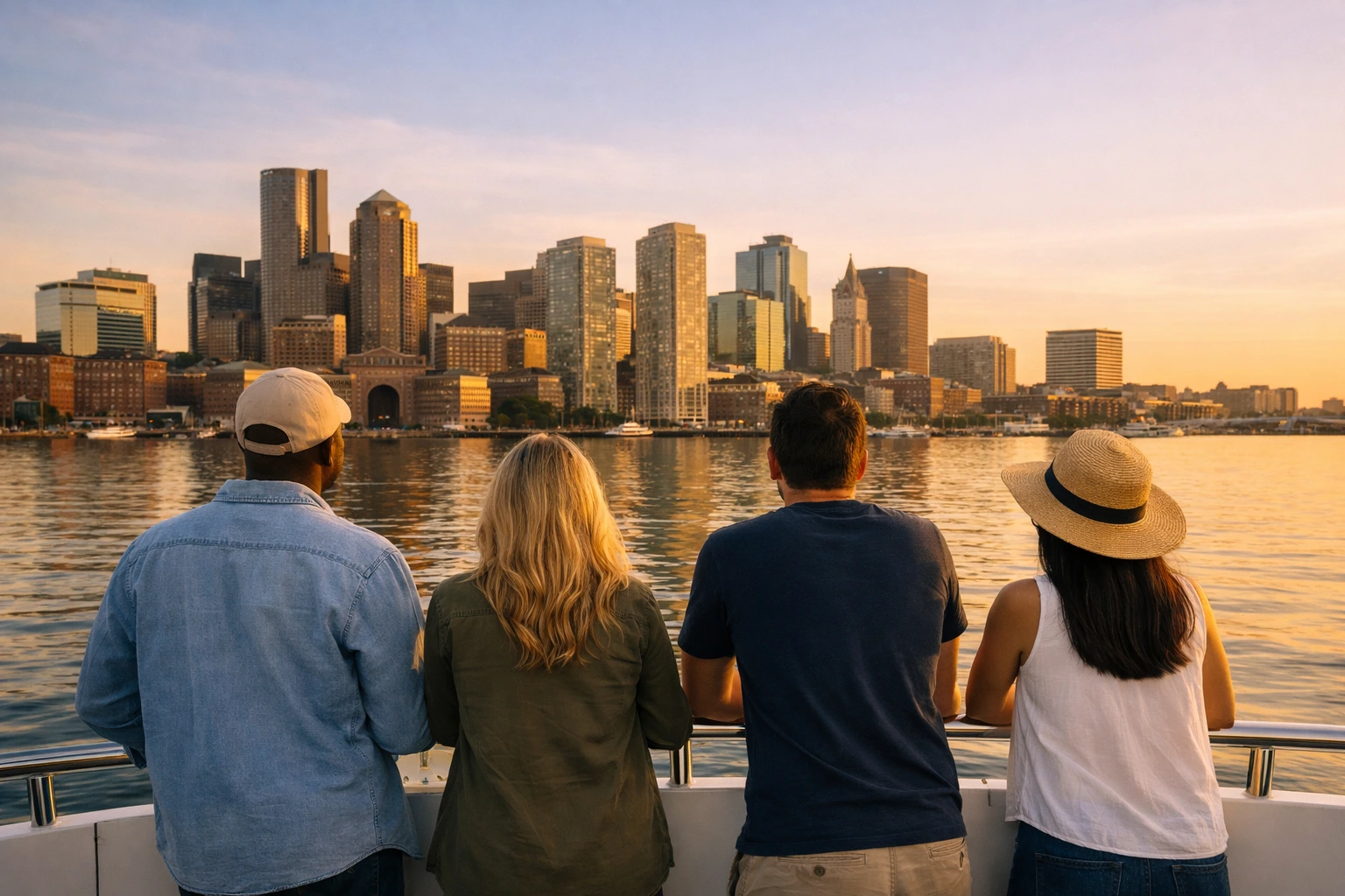 Subtle Boston skyline background — rooftop bars Boston, waterfront spots Boston, skyline silhouette.